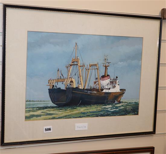 Harold Whitehead, watercolour, The stern-trawler, Arctic Freebooter, H362, signed and dated, 1986